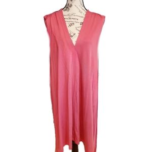 Kori brand draped dress sleeveless ruched shoulder flirty neck tie size Large